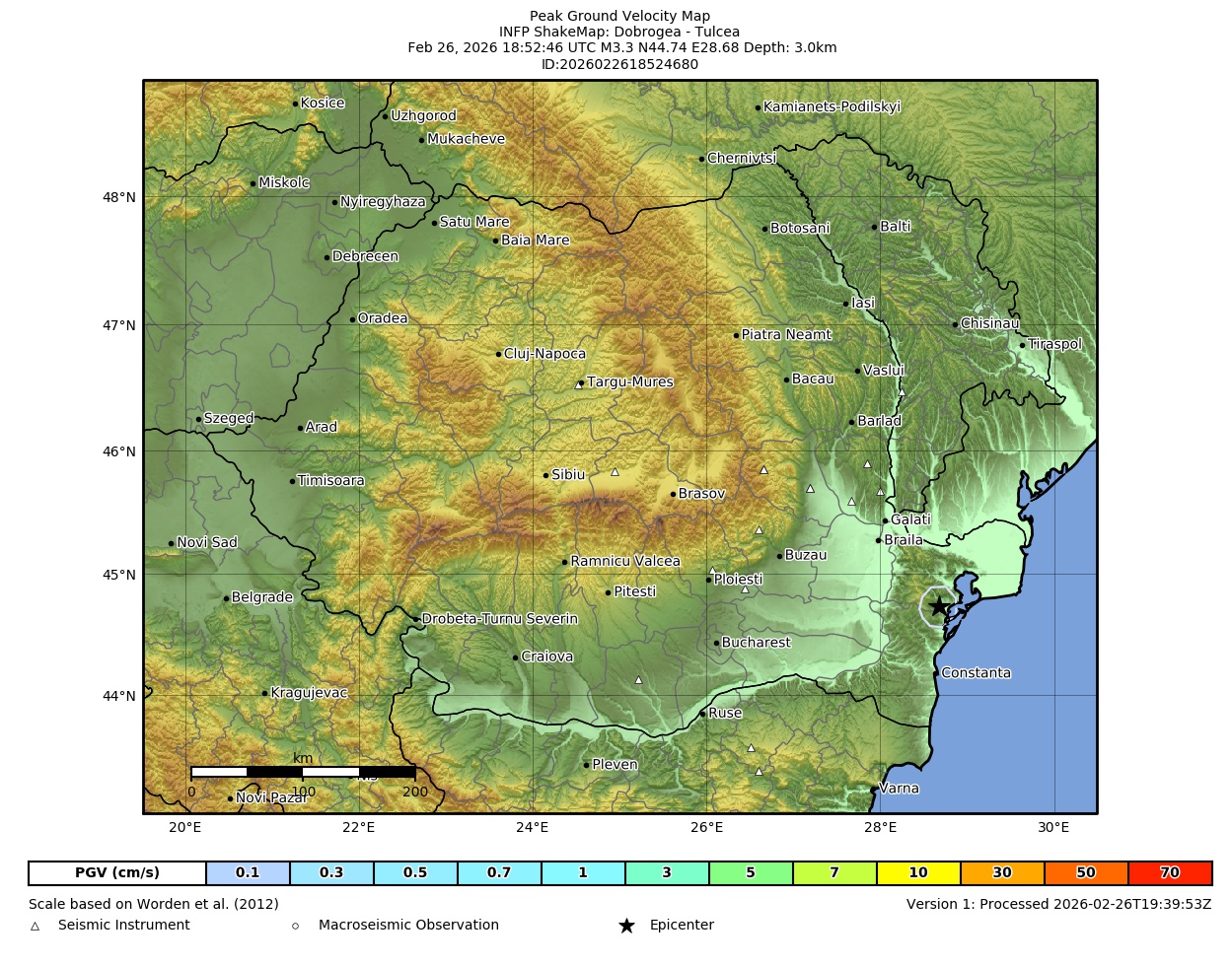 Peak Ground Velocity Map