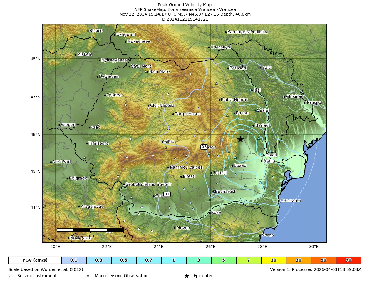 Peak Ground Velocity Map