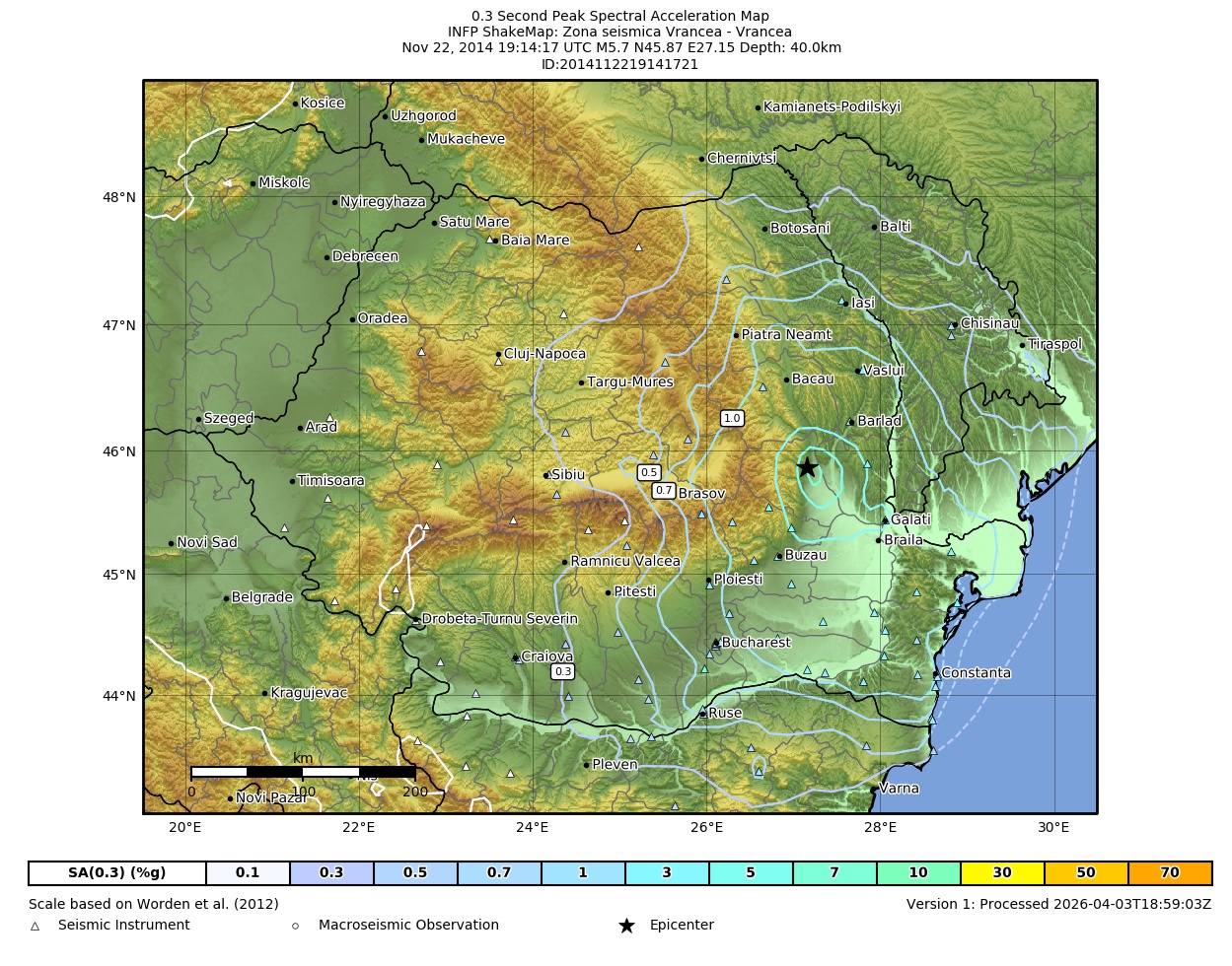 Map of PSA 0.3s contours