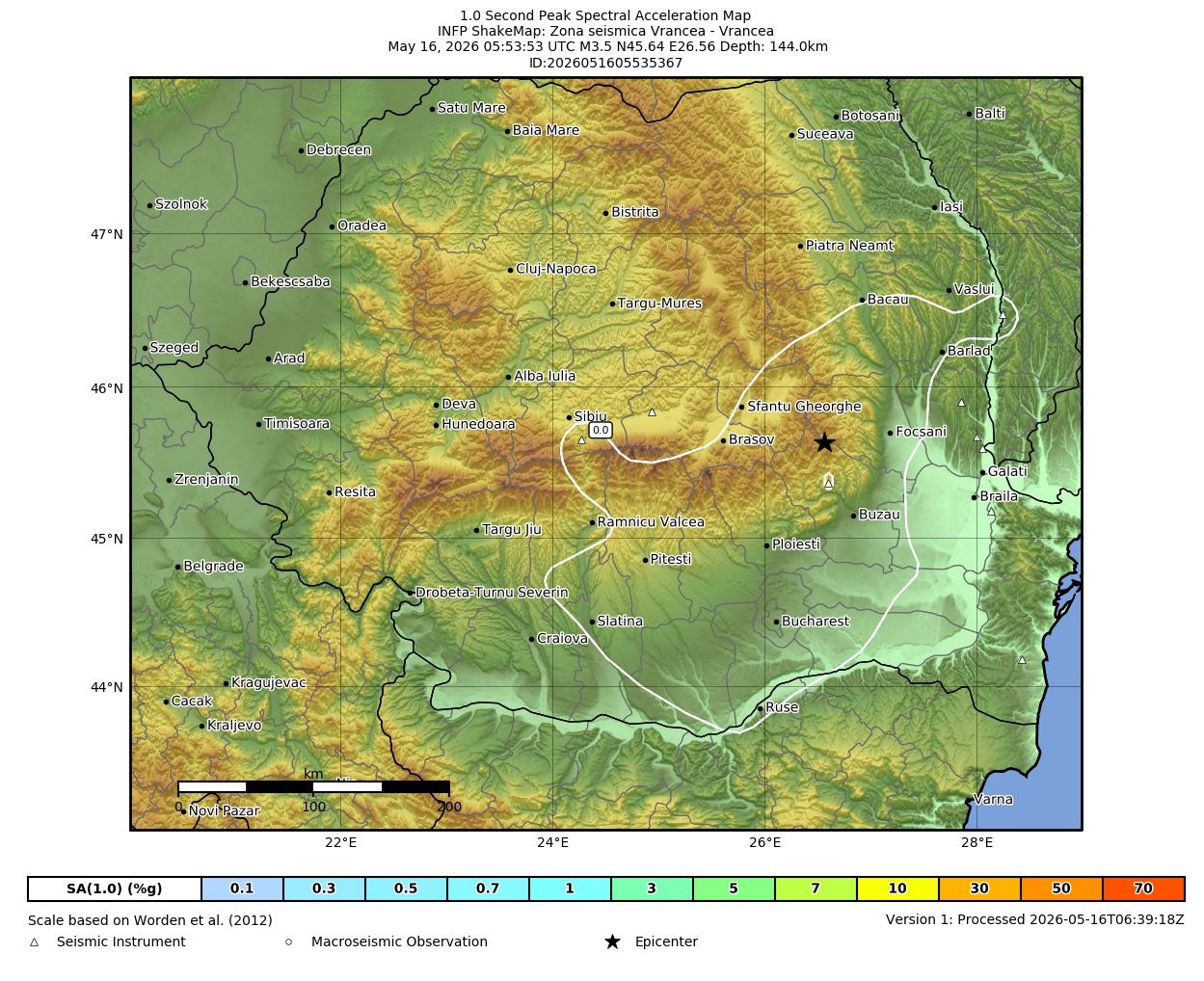 Map of PSA 1.0s contours