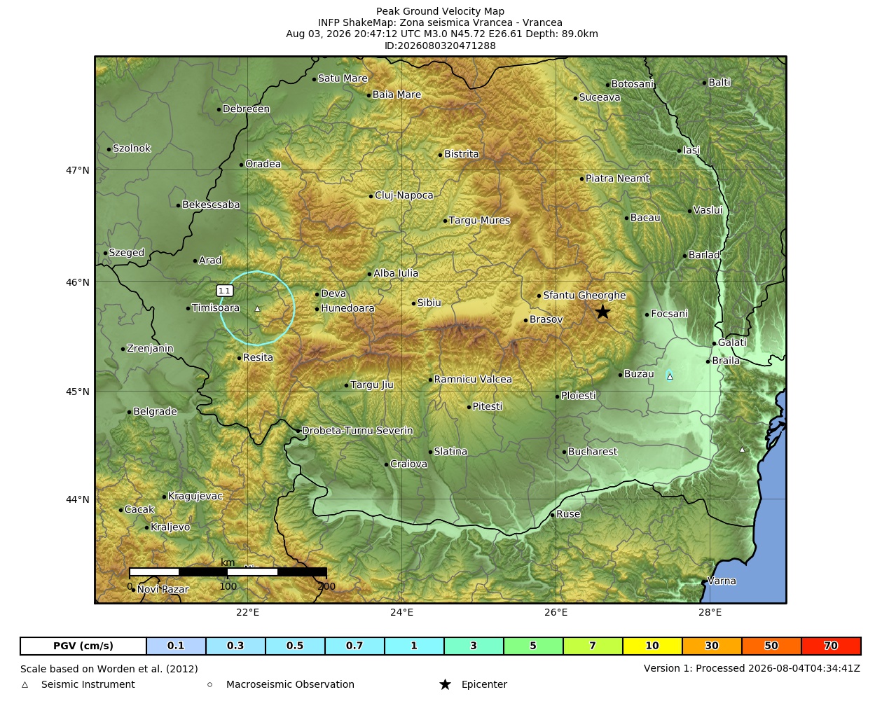 Peak Ground Velocity Map