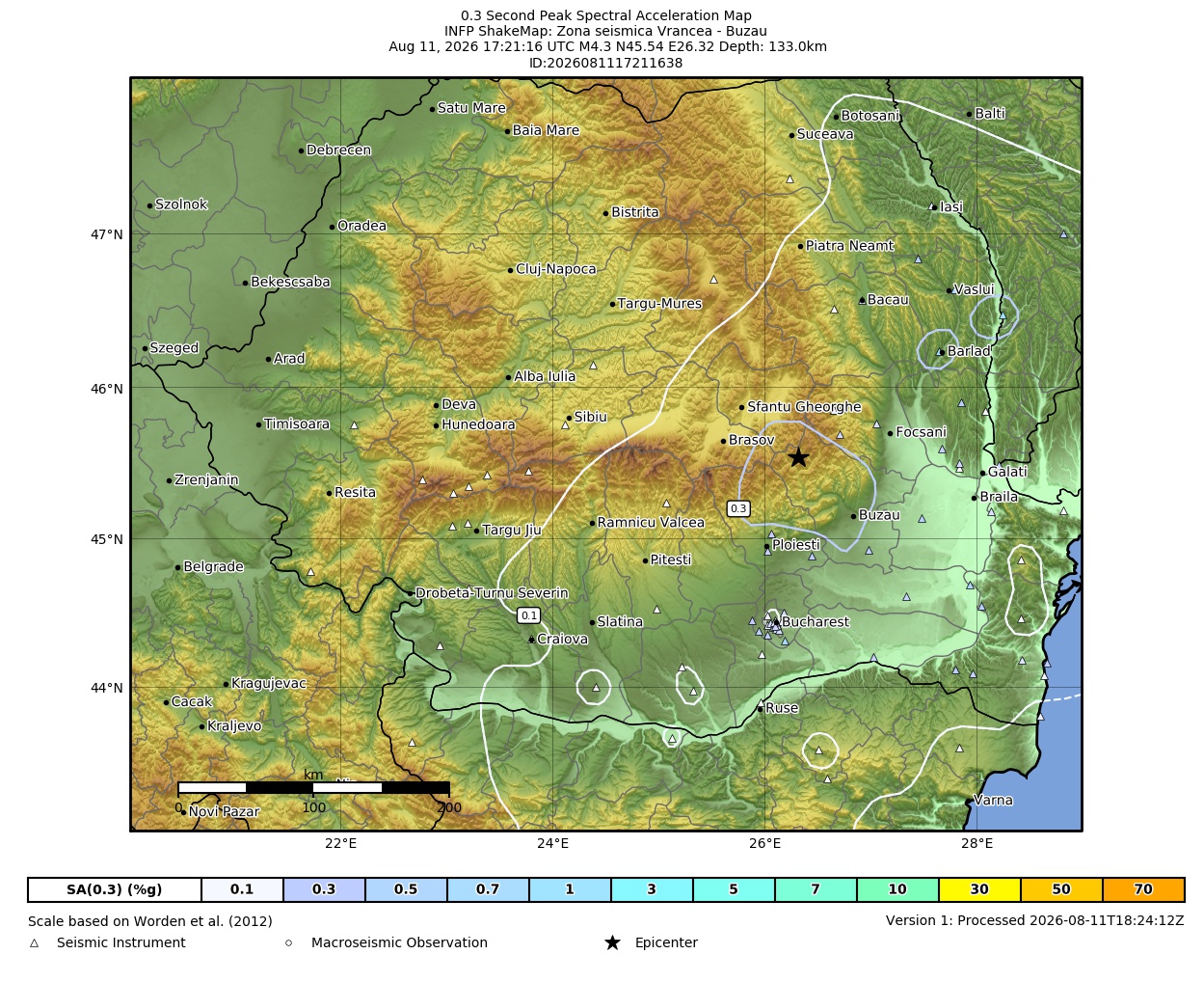 Map of PSA 0.3s contours