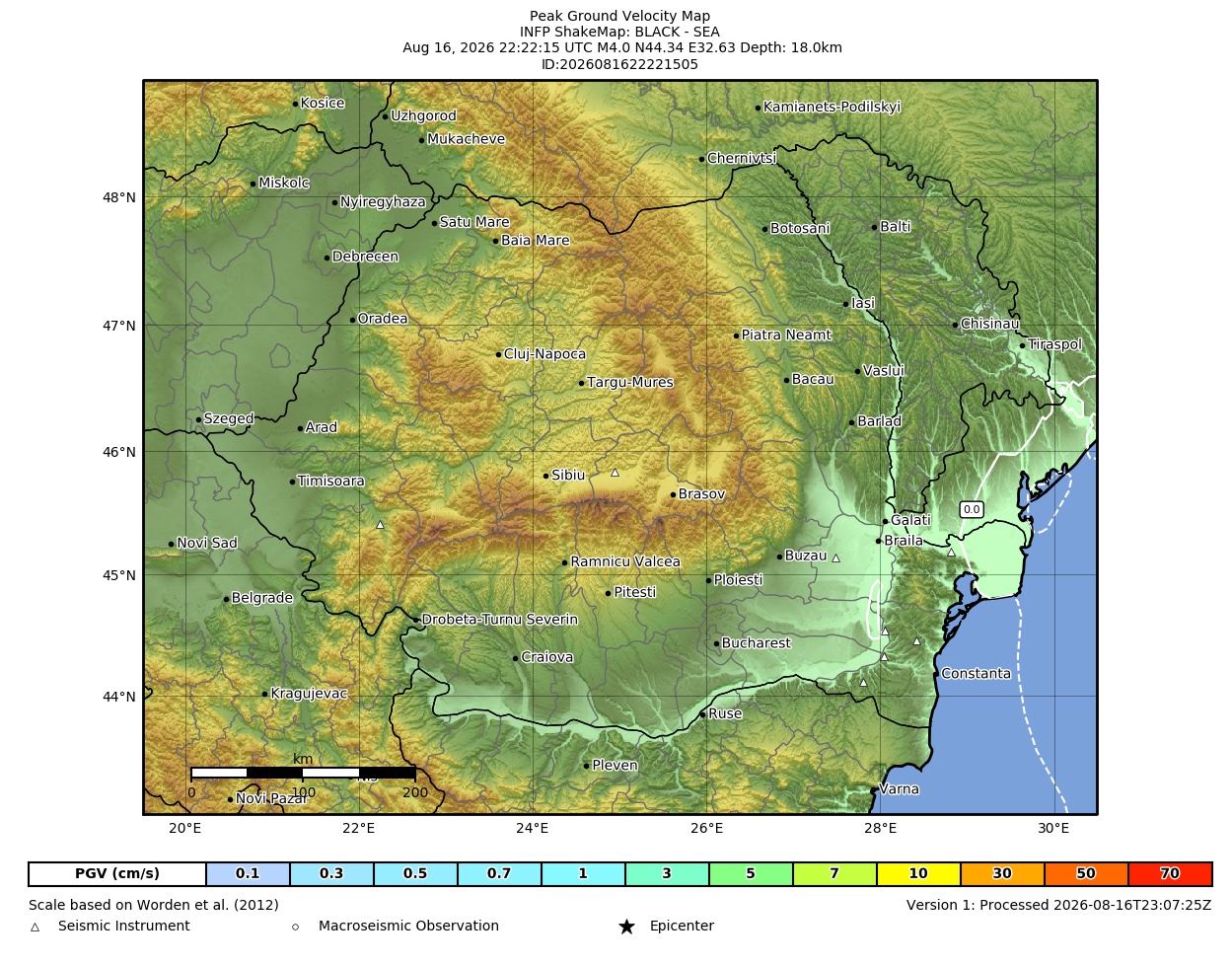 Peak Ground Velocity Map