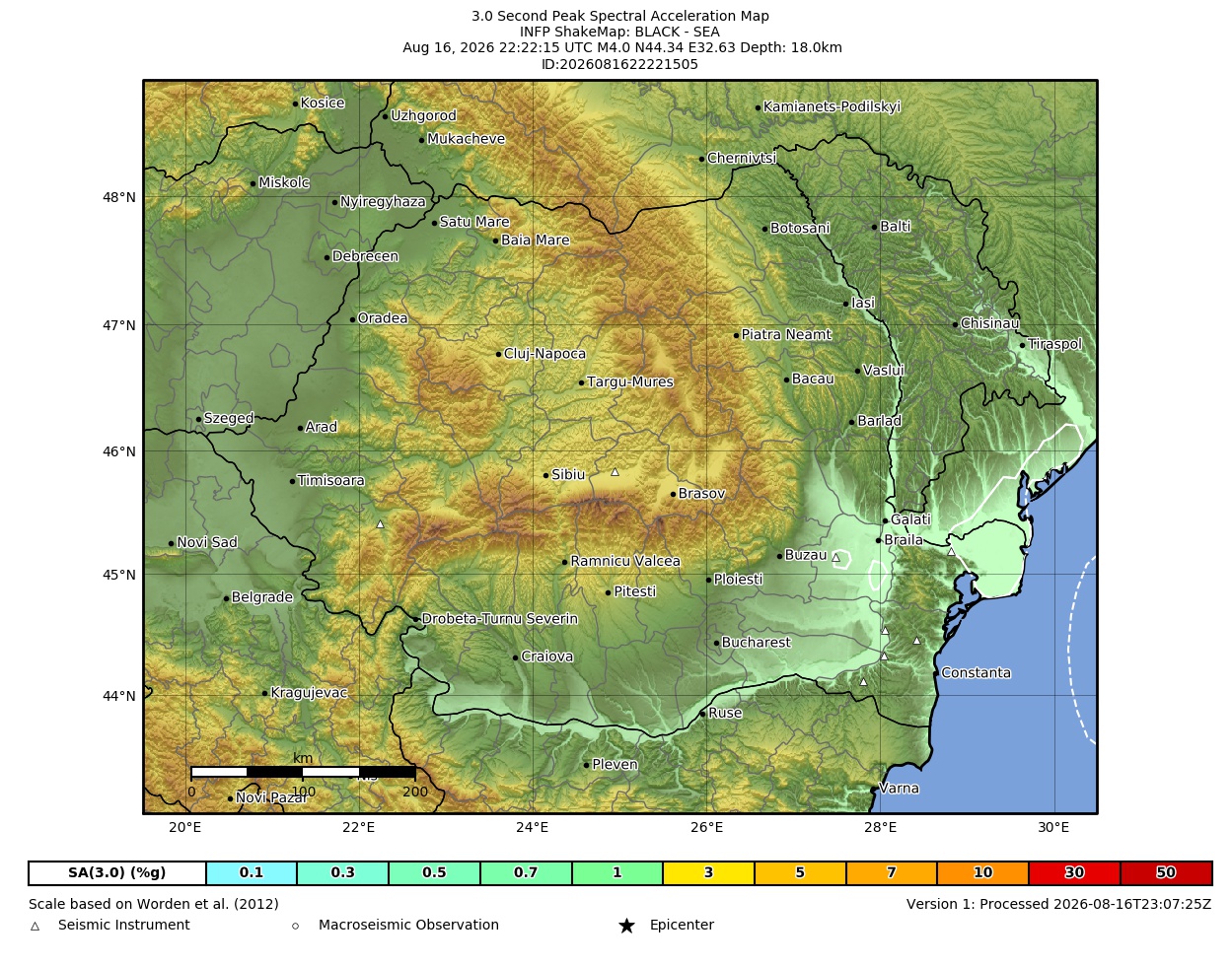 Map of PSA 3.0s contours