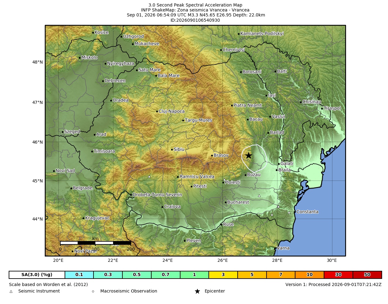 Map of PSA 3.0s contours