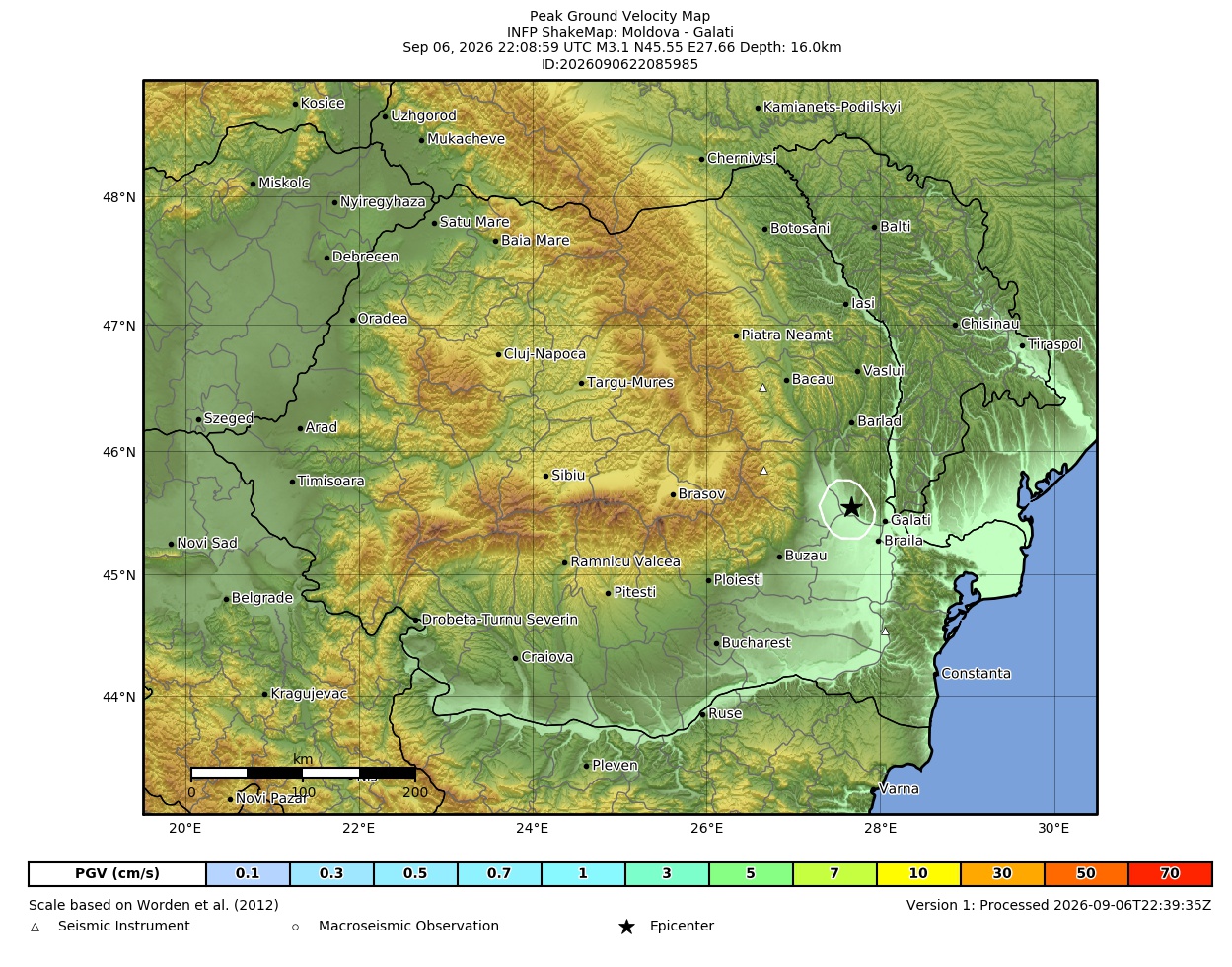 Peak Ground Velocity Map