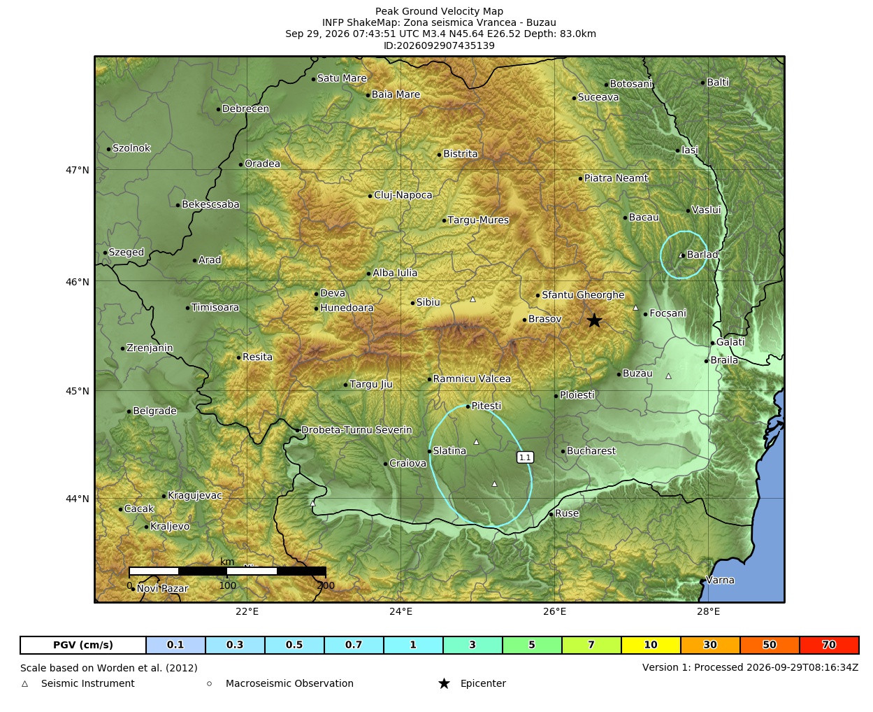 Peak Ground Velocity Map